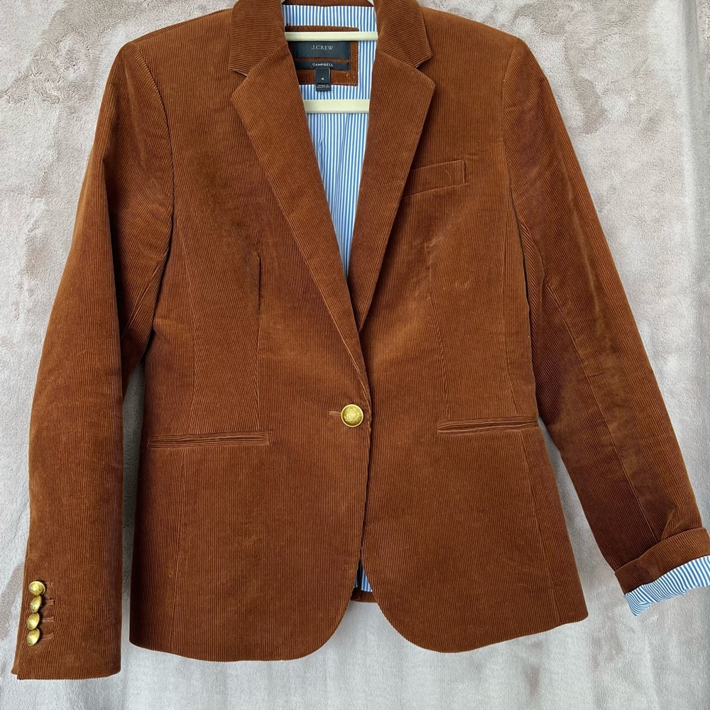 J.Crew Brown Corduroy Blazer with Gold Buttons